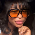 Vintage Ladies Fashion Designer Square Customizable Retro Double Bridge Big Frame Sunglasses