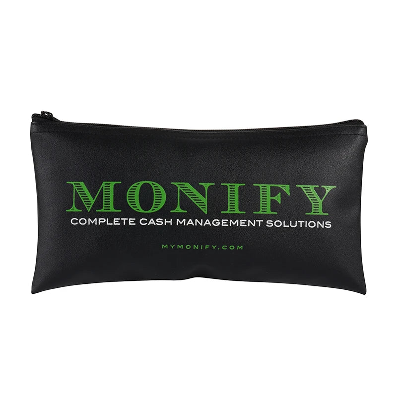 Custom Logo 14x28cm PU Leather Bank Money Bags With ZipLock