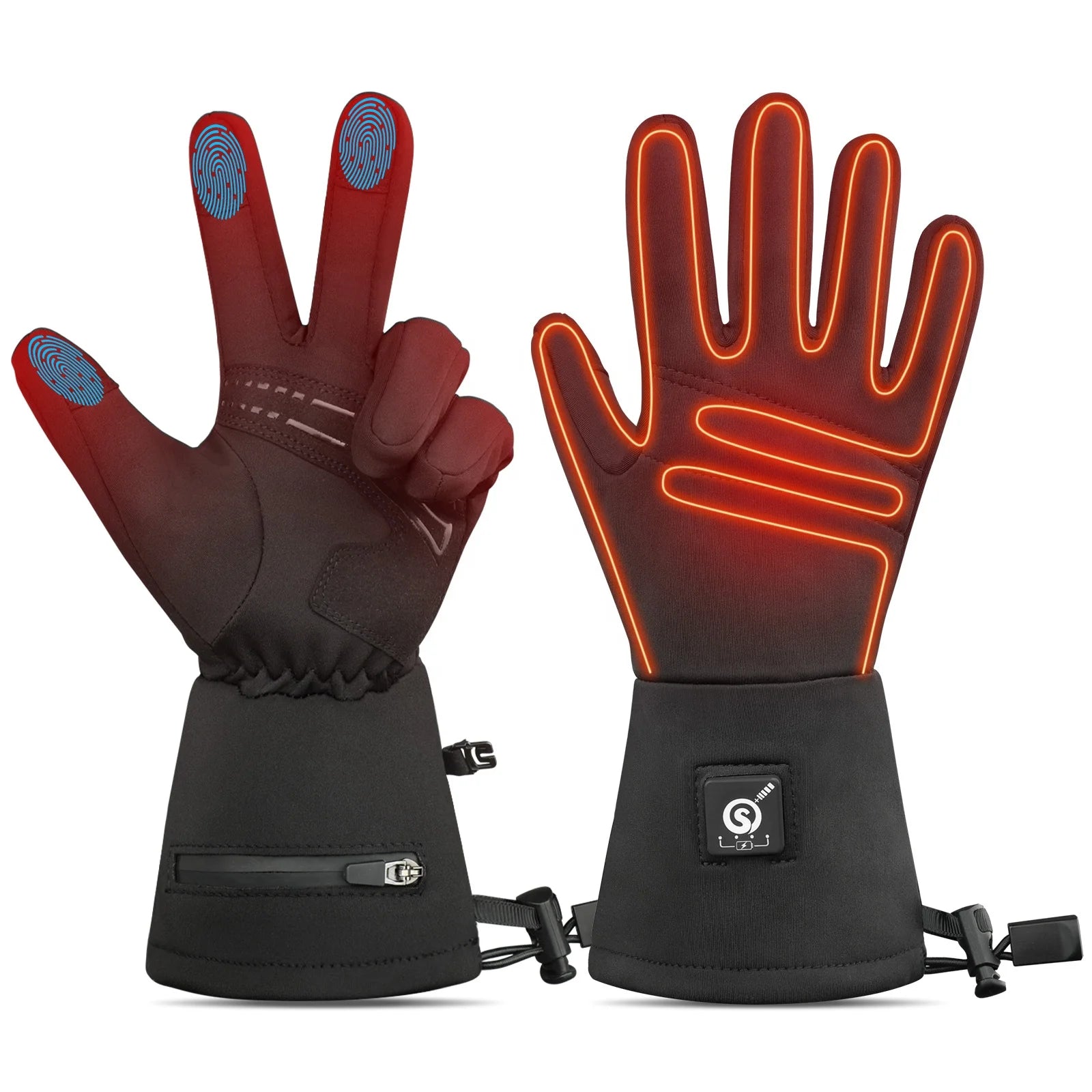 SAVIOR Winter Daily Outdoor Sports Breathable Touchscreen Riding Battery Full Finger Thermal Electric Heated Cycling Gloves Men