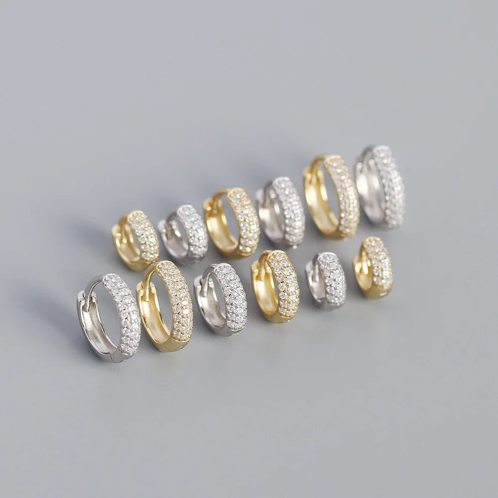 6mm 8mm 10mm Cubic Zirconia Pave Hoop Earrings for Women in 925 Sterling Silver Elegant and Sparkling Cz Hoop Earrings