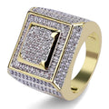 Wholesale Ice Miami square Double Layers Hiphop American Europe Ebay Best Sale Color Plated Jewelries Rock Anel Ring