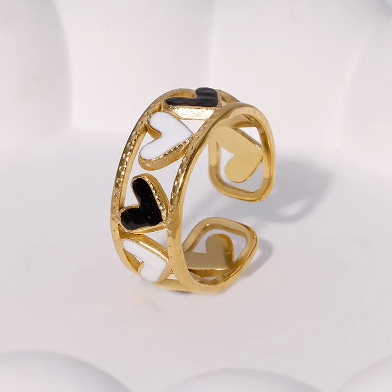 Beimai OEM Ring Fashionable Cute Heart-shaped Oil-drop Stainless Steel Open Ring