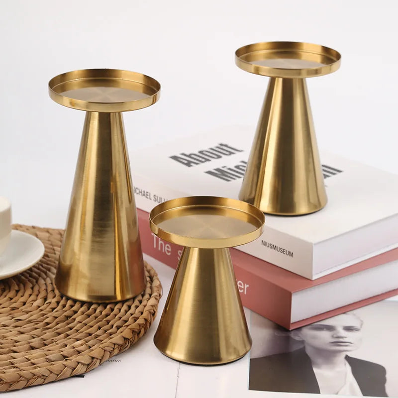 Iron Black Candle Holder Plate Shape Pillar Candle Holder
