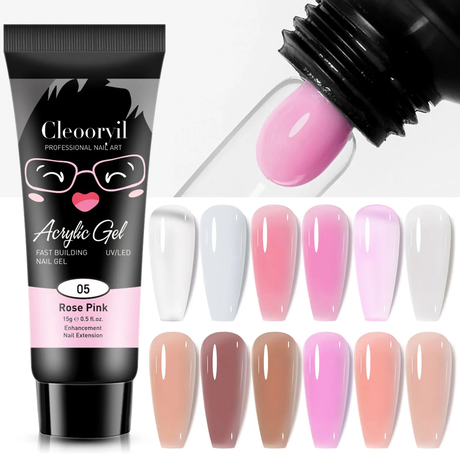 Misscheering 15ml Soak Off Quick Building Finger Extension Poly Acryl Gel Nail Camouflage LED Hard Gel