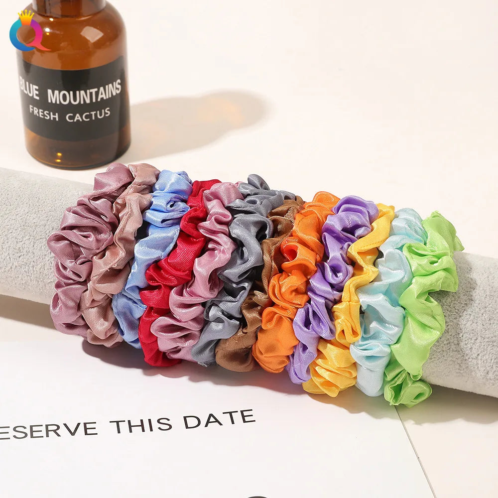 QIYUE Small Satin Hair Ring All-Match High-End Sense Scrunchies Ring Tie Hair Rubber Band Head Rope Hair Accessories