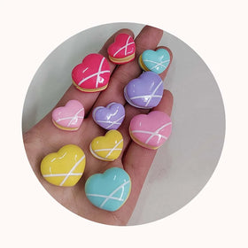 100pcs Kawaii Heart Macarons Hamburg Flatback Resin Cabochon Doll House Hair Bows Center DIY Phone Case Decoration Accessories