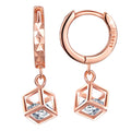 Wholesale 925 Sterling Silver Korean Earrings Fashion Cube Dangle Drop Hoop with Zircon for Gift Party Anniversary