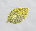 Skeleton Leaf 27x48mm Brass Filigree Vein Leaf Charm