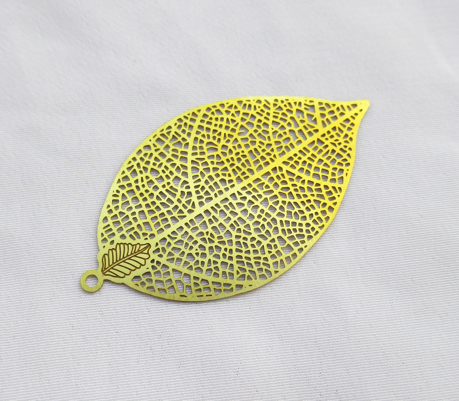 Skeleton Leaf 27x48mm Brass Filigree Vein Leaf Charm