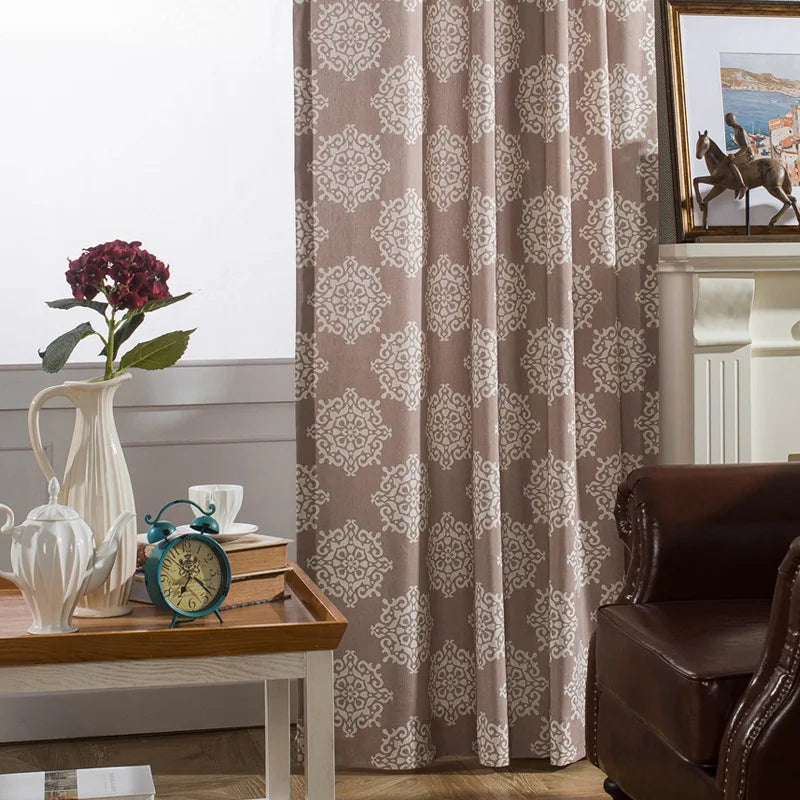 XinLan Luxury Window Curtain Design Unique Hotel Living Room Linen Eyelet Drapery Curtain