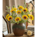 Silk Sunflower Bouquet Artificial Flowers for Home Wedding Decorative Flowers for Ceramic Wooden Glass Vase Creative Home Decor