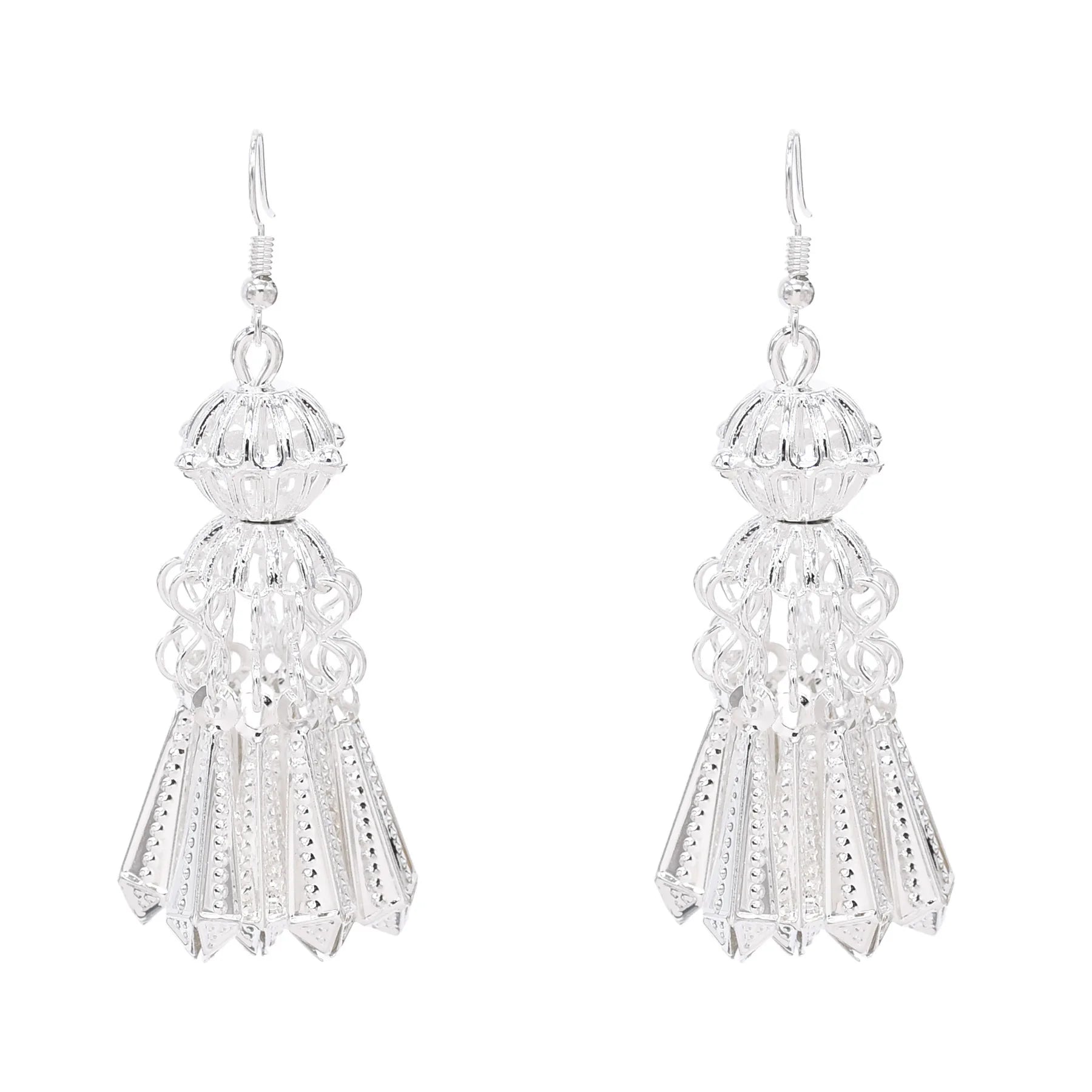 Silver Plated Flower Women Dangle Earrings Baroque Elegant Flower Alloy Hollow Girls Earrings