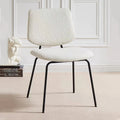 Modern Luxury European Style Dining Room Chairs Set 4 Stacking White Boucle Velvet Dining Chair Metal Legs Home Office Warehouse