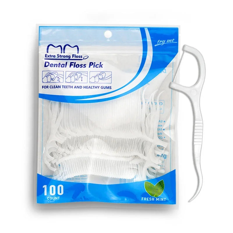Bulk Mint Flavor Teeth Flosser 100 Picks Per Bag Thin Dental Floss Picks