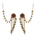Ethnic Water Drop Gold Tassel Statement Earrings Rhinestone Style Indian Jewelry for Women Bead Pendant Eardrop