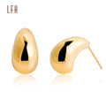 LFH Yellow Gold Half Circle Moon Earrings Bean Geometric Earrings 18k Gold Half Circle Stud Earrings 18k Gold Real