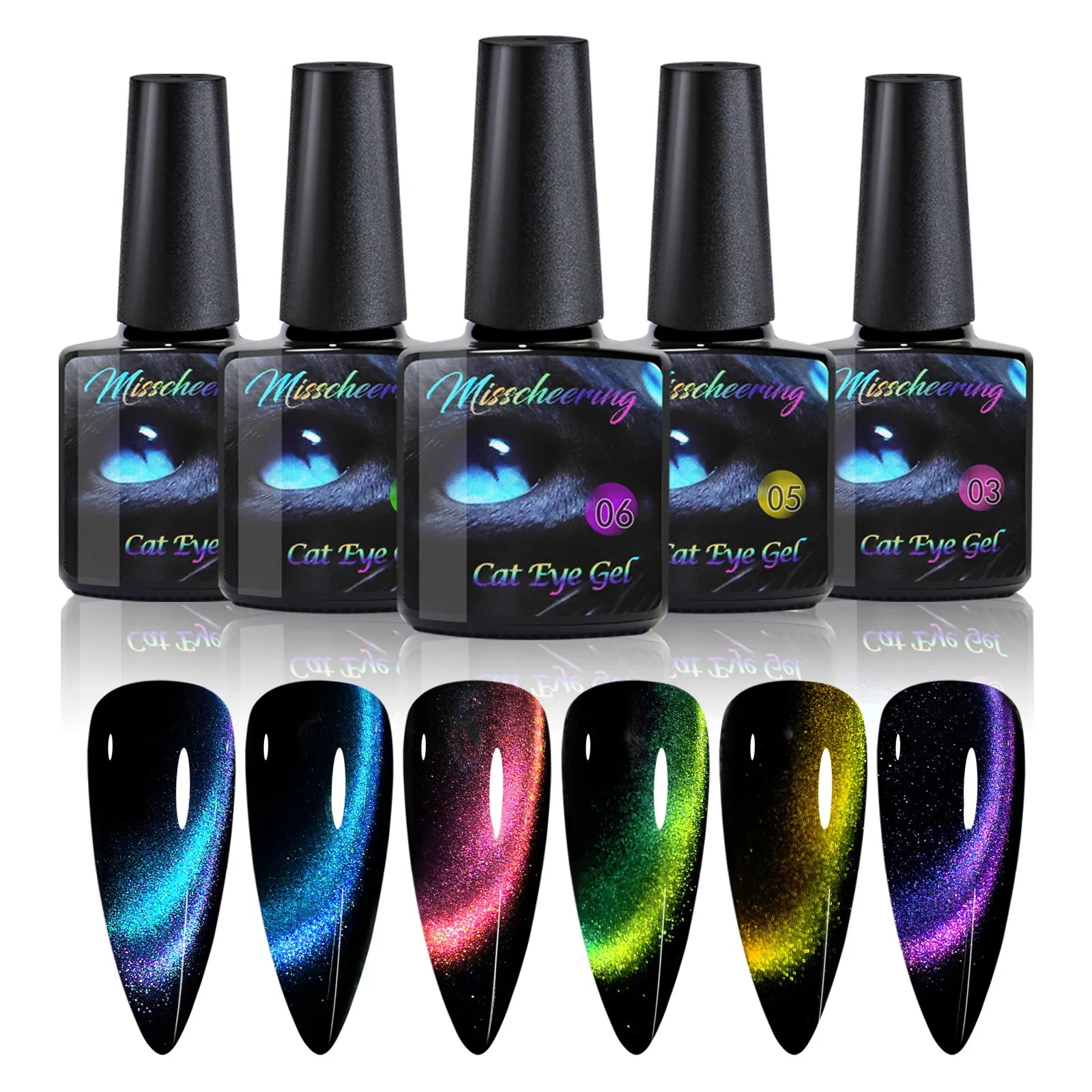 Private Label 6 Colors 8ml Rainbow Magic Cat Eye Nail Gel Polish