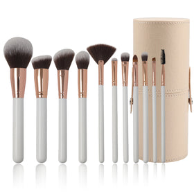 EMF Rose Professional 11pcs High Quality Synthetic Hair Women's Face Makeup Brush Set Custom Logo Eyebrush Fan Concealer