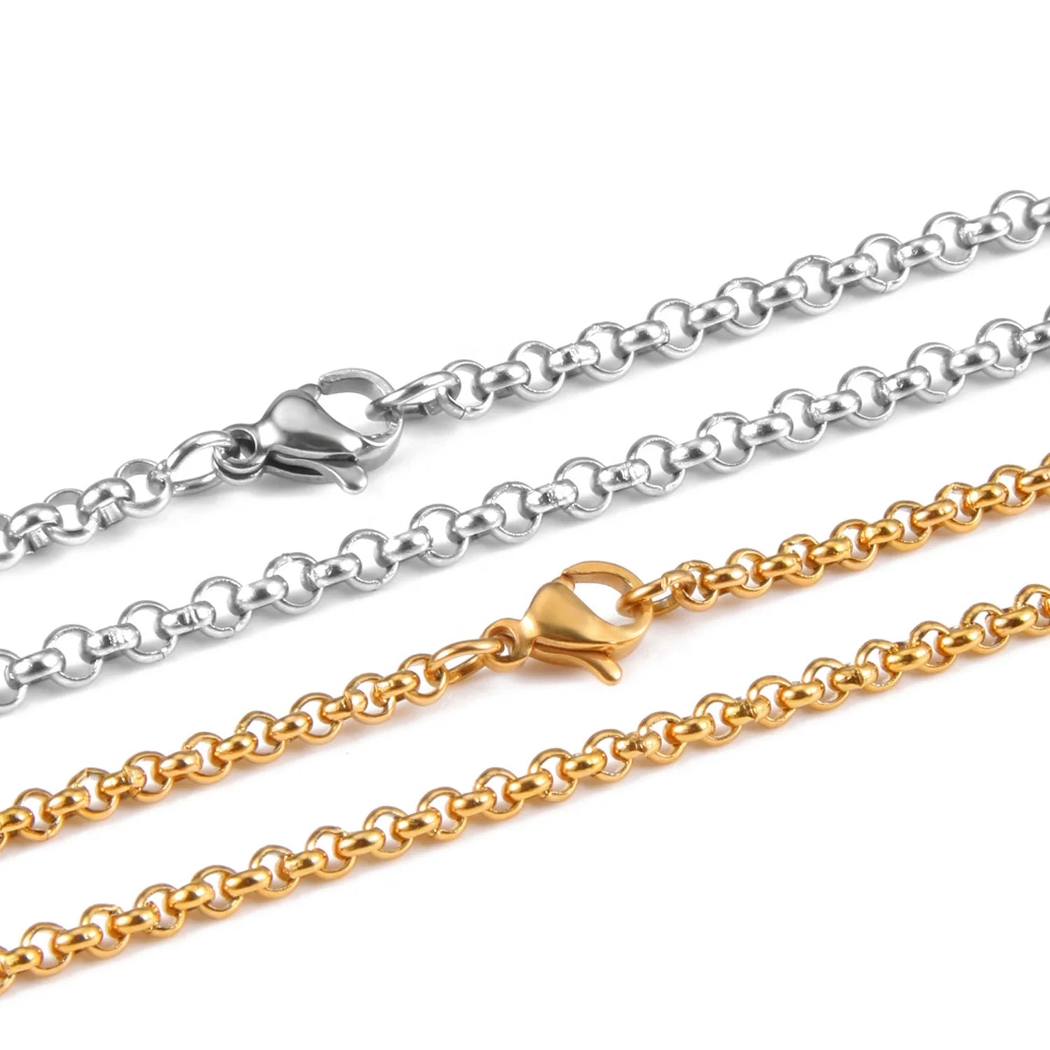Stainless Steel Custom Size Rope Chains Necklace Circle Round Pearl Chain Necklace for Jewelry Making
