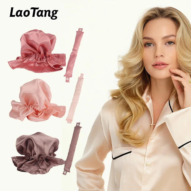 Satin Heatless Hair Curler Pillow Soft Rollers Headband Satin Heatless Hair Curler Heatless Silk Satin Hair Rollers