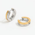 Fenny No Fade 18K Gold-plated Double Layer Gold & Silver Circle Mixed Huggie Earring Wholesale Stainless Steel Ladies Jewelry