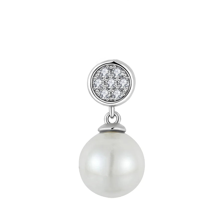 925 Sterling Silver Classic Design Circle Shimmering Pearl Pendant Jewelry for Women