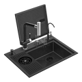 ND5239 Handmade Modern Nano Black 304 Stainless Steel Hidden Single Bowl Kitchen Sink 20.5x15.4inch Faucet for Bar Coffee