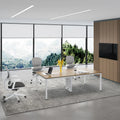 Modern Office Furniture Conference Room Desk Set with Extendable Meeting Table Chairs Panel Wood Style for Meetings Reunions