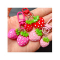 Best Price 10pcs Small Size Red Pink Strawberry Kawaii Resin Cabochon Keychains for Girls Bag Accessories and Gifts
