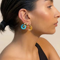 Vintage Natural Stone Earrings Stainless Steel Gold Plated Cross Hoop Earrings for Women Gift