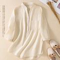 S-5XL Renaissance Cotton Linen Shirt Women's Fall Loose Large Lace Panel Linen Bottom Top Blue pink White