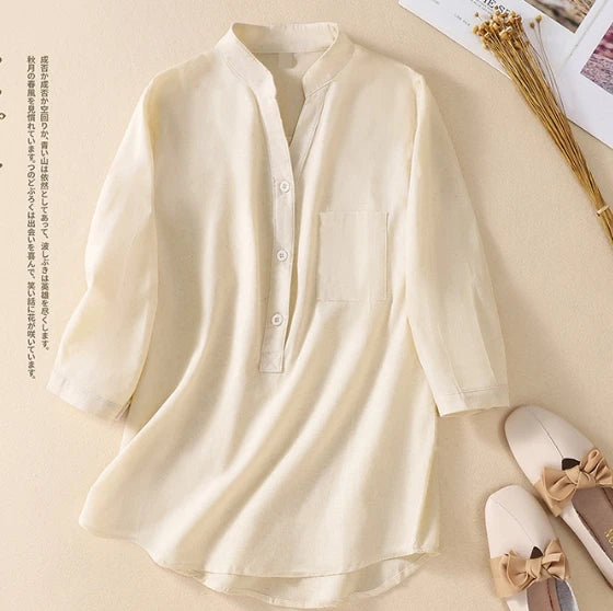 S-5XL Renaissance Cotton Linen Shirt Women's Fall Loose Large Lace Panel Linen Bottom Top Blue pink White