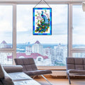 Handmade Painted Peacock Stained Glass | Hanging Garden Wall Window Decor Decorative Suncatcher Panel for Friendship Day