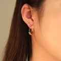 Custom Jewelry Waterproof 18K Gold Plated Smooth C Dangle Hoop Earrings Stainless Steel Fashion U Huggie Earring for Women