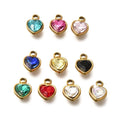 PandaHall 10 Pcs Antique Gold Plated Hook Shape Jewelry Connector Pendant Birthstone Zircon Main Stone Lucky Charms for Crafting