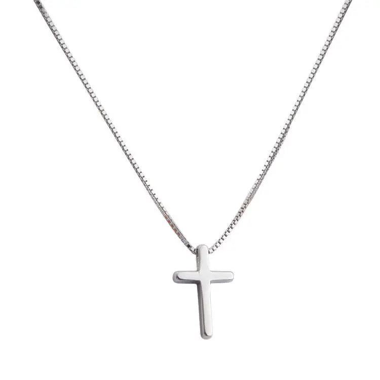 2023 Hot Sale Korean Style Cross Necklace Silver Plated Cross Pendant Necklace for Jesus Believers Women Men