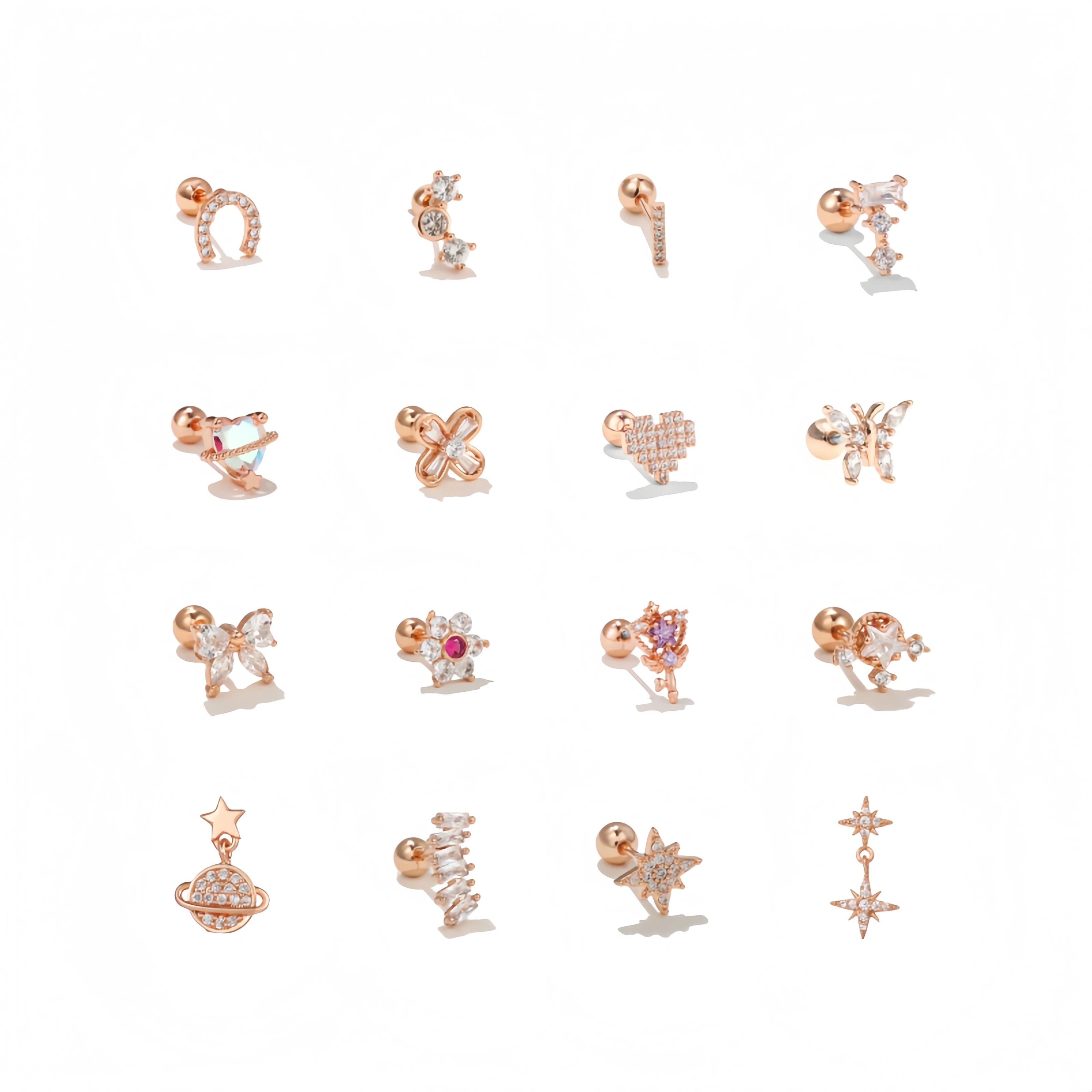 ZUOLA Custom Titanium Zircon Earrings Nose Labret butterfly Flower Ear Cartilage  Body Piercing Jewelry