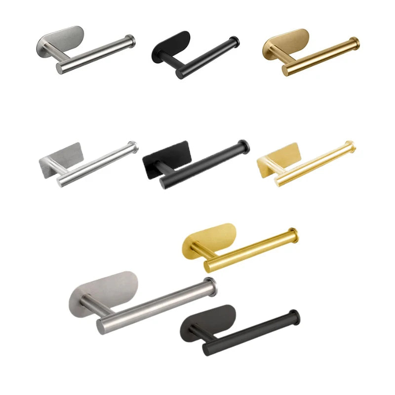 Stainless Steel Paper Towel Holder Punch-free Bathroom Toilet Paper Holder Wall-mounted Storage Hooks Storage Roll Holder