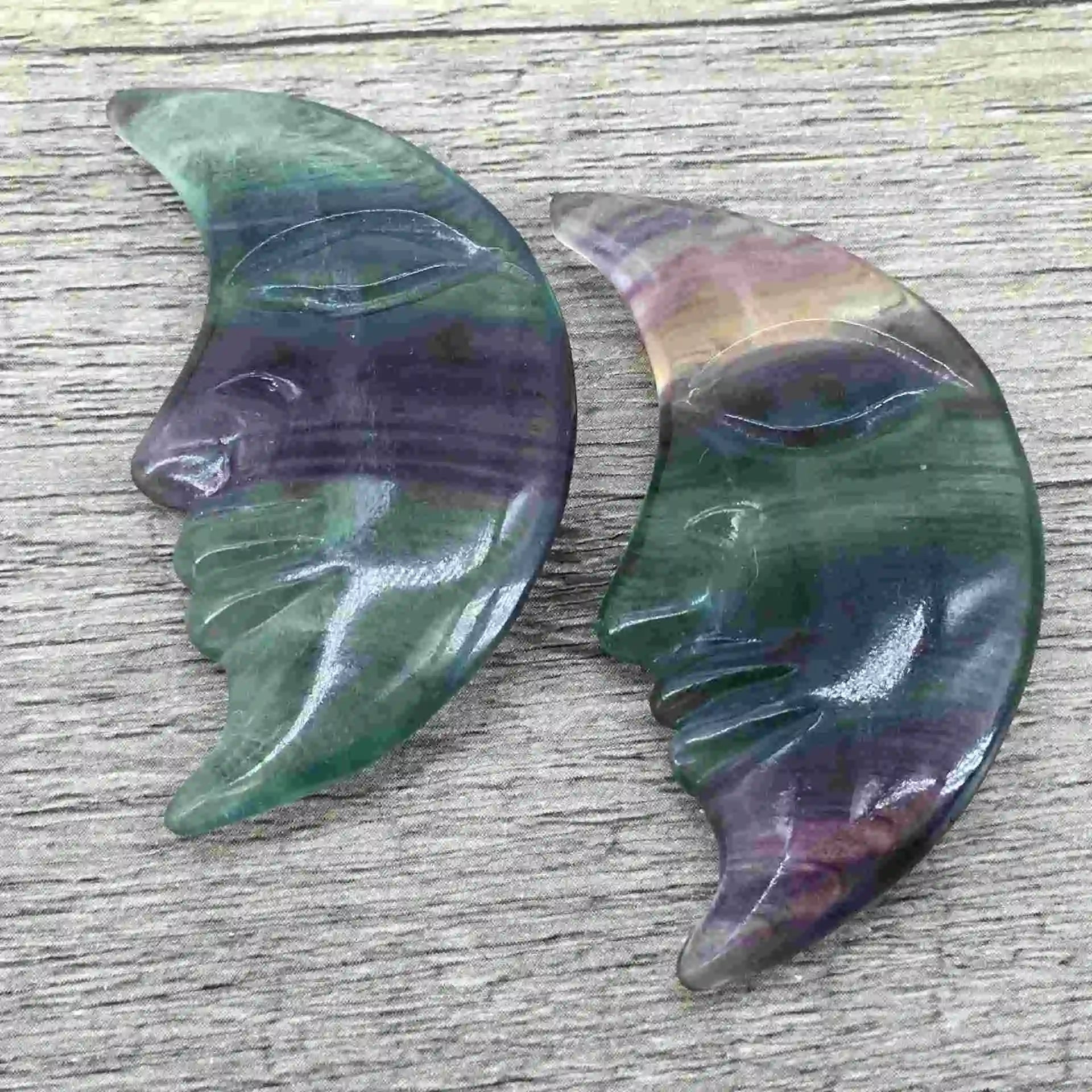 DIY 35mm Natural Quartz Hand Carved Crystal Moon Face Healing Gemstone Home Decorations