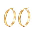 Wholesale Stainless Steel Flat Edge 5mm Hoop 38mm Gold Plated Earrings Jewelry for Women China Manufacturer Factory Supplier