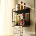 Modern Double-Tier Stainless Steel Magnetic Suction Wall-Mounted Multifunction Organizer Storage Rack Kitchen Spices Washing