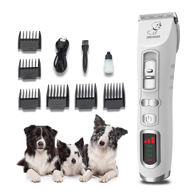 Professional Rechargeable Pet Clipper Easy to Use Convenient LED Display Low Noise Heavy Duty Dog Trimmer for Cats and Dogs