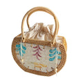 Vintage Bohemian Seashell-Shape Latest Style Travel Fashion Wholesale Handmade Rattan Bag with Two Straps for Lady Beach