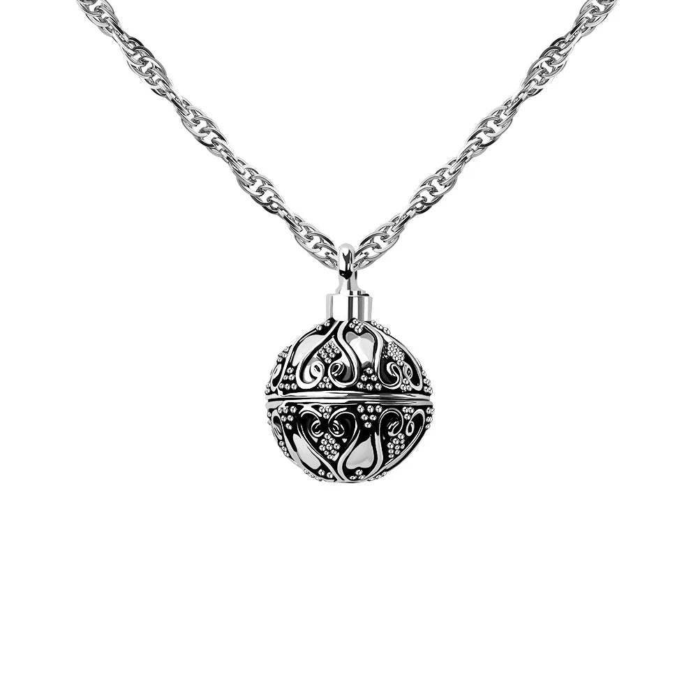 Hot Sale Trendy Heart Cage Locket Diffuser Necklace Essential Oil Perfume Fragrance Link Chain Harmonious Chime Ball Necklace