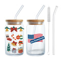 USA Free Shipping 500ml 16oz Clear Transparent Iced Coffee Beer Glass Can Shaped Tumbler Cups With Bamboo Lid and Glass Straw