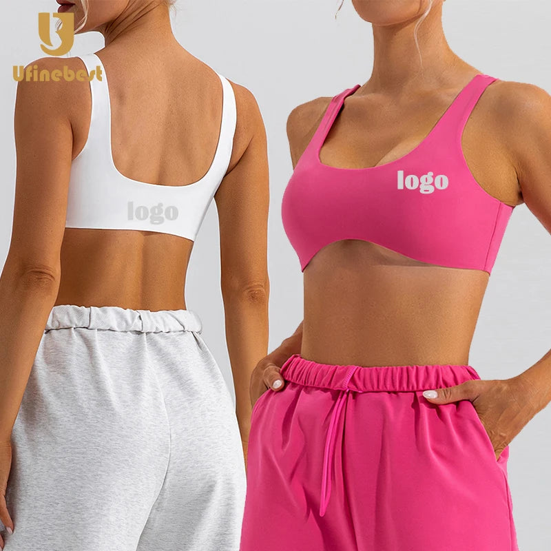 Hot Sale U Neck Fitness Apparel Solid Color Sleeveless Quick Dry Womens Sports Bras MegaBDM