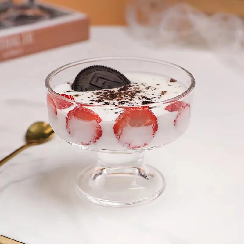Hotel Supplies Restaurants Simple Fashion bar Ice Cream Dessert Cup clear Glass Yogurt Bowl
