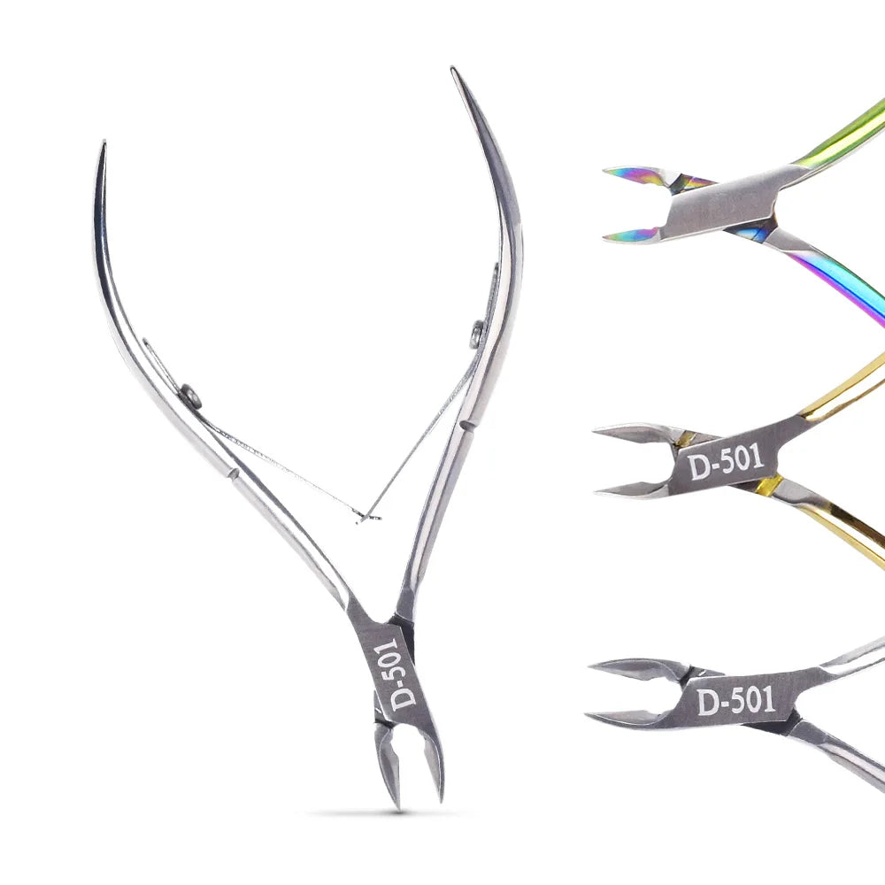 Custom Logo High Grade Gold Silver Stainless Steel Nail Art Manicure Nail Clippers Dead Skin Nail Scissors