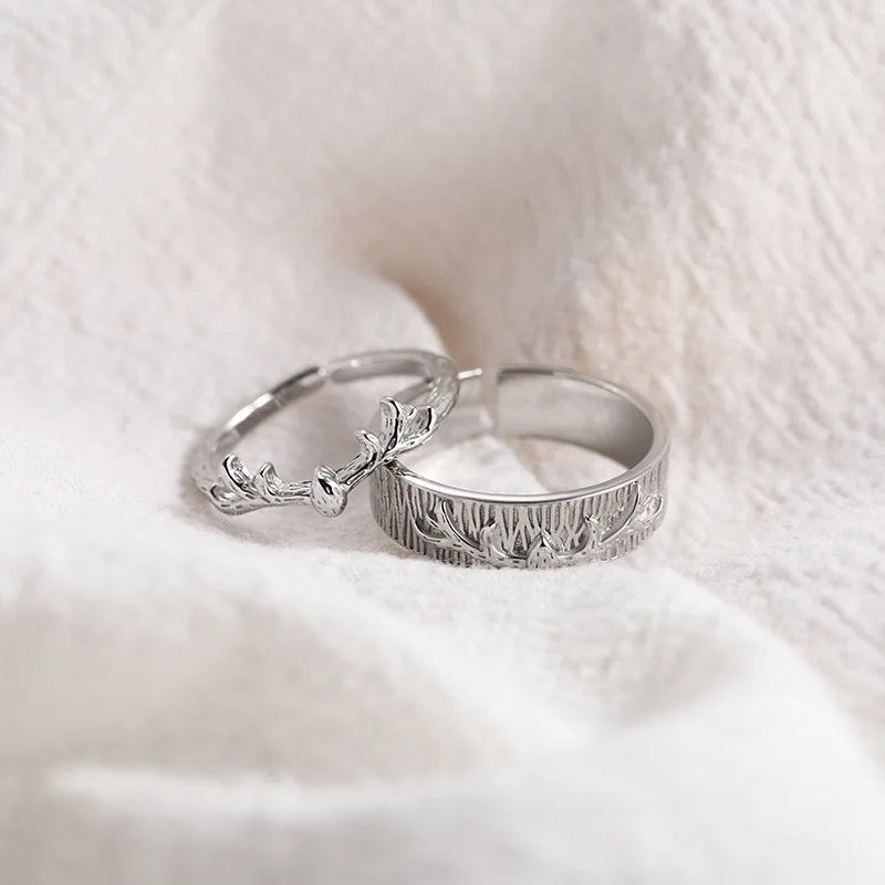 Valentine's Day Gift Men Women Couple Promise Ring for Wedding Finger Deer Ring Creative Open Rings Engagement Wedding Jewelry
