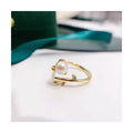 New Trendy 925 Silver Pearl Ring Freshwater Gold-Plated Adjustable Jewelry Feminine and Elegant